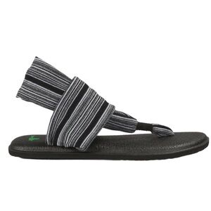 SANUK Yoga Sling 2 Sandals, Black & White Stripe, Size 7 Style SWS10001